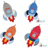 Aufnäher Rakete mit Wunschname - Patch - verschiedene Farben