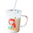 Volwco Heat-Resistant Leak Proof Cute Household Drinking Cup With Lid And Straw With Scale For Kids (Transparent)