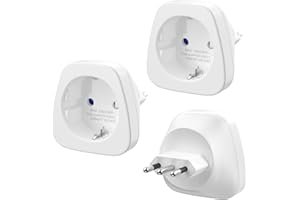 PABANCE Reiseadapter, 3 Stück Europa/Deutschland auf Italien Reiseadapter, Typ-L Steckdosenadapter, Reisestecker für Italien, Syrien, Uruguay, Chile, Malediven - Weiß
