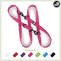 [Gesponsert]Pets&Partner® Hundeleine aus Nylon / Doppelleine in verschiedenen Farben für mittlere bis große Hunde passend zu Halsband und Geschirr, Hot Pink