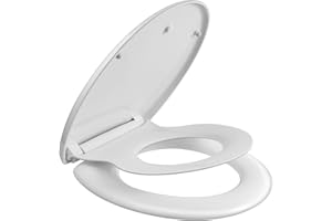 SAMODRA-Abattant WC Familial Forme O Lunette de Toilette pour Adultes et Enfants Cuvette Toilette avec Frein de Chute matériel d'urée-Formaldéhyde (Familial Forme O)