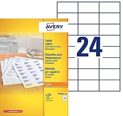 Avery 2400 Etiquettes Autocollantes pour Photocopieur Monochrome - 70x36mm - Impression copieur - Blanc (DP246)