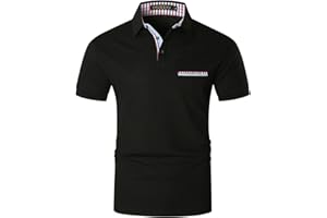 VHUQGVU Polo Homme Manche Courte Golf Tennis Contrasté Plaid épissure Casual Sport T-Shirt