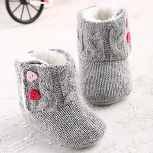 Koly Baby Girls Winter Warm Soft Sole Crib Button Flats Cotton Boot Toddler Prewalker Shoes