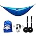 Produktbild OUTDOOR FREAKZ Hängematte 300 kg und riesige 300 x 200 cm mit 16 Schlaufen Schwerlastgurt für einfaches Aufhängen ohne Knotenbinden (blau)