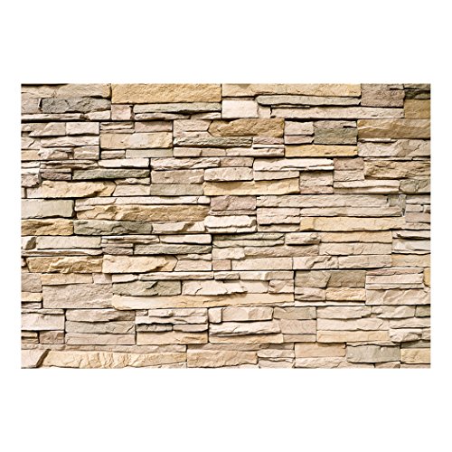 Fototapete Stein Steinwand Steinoptik braun 350×245 cm ! PREMIUM VLIES TAPETE – PROFI QUALITÄT (Keine Papiertapete, keine Blasenbildung) – Top moderne Wanddeko – Fototapete 3D Illusion – Riesen Wandbild – Top Design Tapete – Neue exklusvie Edition mit noch besser Druckauflösung – Deutsches Premium Vlies (Kein Import Vlies oder PVC), Schlafzimmer, Wohnzimmer, Kinderzimmer geeignet | modern Fototapeten Wandtapete Wand Steine Steintapete Mauer FOB0128a73XL - 3