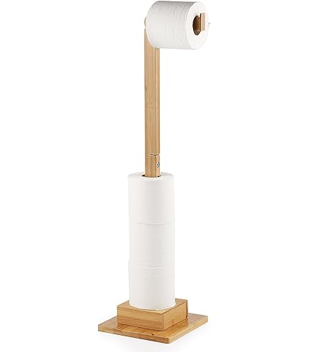 Relaxdays toiletaccessoiresset, bamboe, rvs, wc-rol houder met