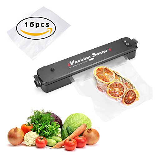 Macchina Sottovuoto Professionale per Alimenti, [Colleer] Sigillatrice Sottovuoto Alimenti Portatile per Casa e Campeggio o da Regalare, Pacchetto con 1 Tubo Accessario,15 Sacchetti Sottovuoto