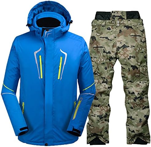 FYM JACKETS DYF Men/Women Coat Ski Jacket Suit Couple Waterproof Thickened Warm,PO Blue K-Camo,L