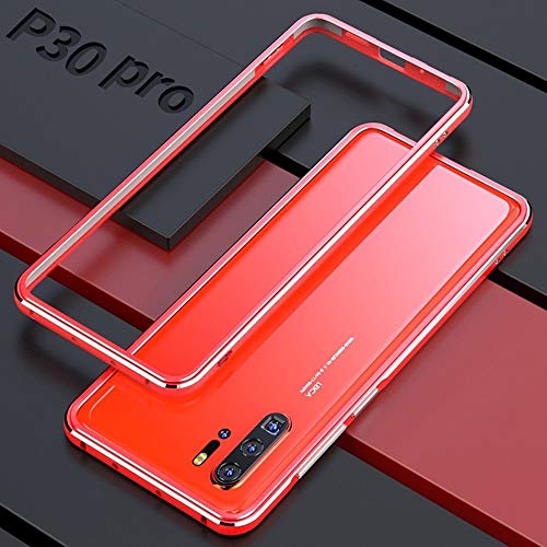 Preisvergleich Produktbild SOOCX Kompatibel für Huawei p30 pro Fall, ultradünne metallstoßstange stoßfest fallschutz Kratzfest case matt Shell metallic fühlen 6,47 Zoll case (Color : Red Silver)