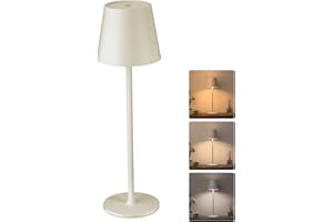 ‎JACKYLED JACKYLED Tischlampe Kabellos, Wiederaufladbar mit 5000mAh Akku, 3 Höhen Verstellbar, 3 Farbtemperaturen Dimmbar (cremefarben, Cremefarben-1 Stück)