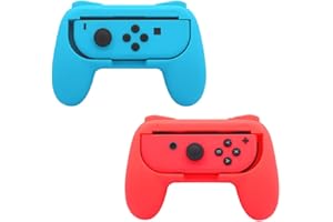 INF Uchwyty kompatybilne z Nintendo Switch Joy-Con, uchwyty do elementów sterujących Joy-Con, 2 sztuki, kolor czerwony/niebieski