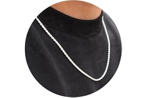 RANKEEF Collar de Cadena Trenzada para Hombres 2/3/4mm - Collar de Plata 18/20/22 Pulgadas - Cadena resistente al agua, robusta y brillante con diseño de cuerda retorcida