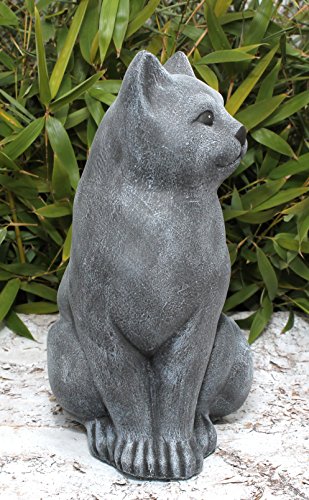 Steinfigur Katze groß – Schiefergrau, Garten, Deko, Stein, Figur, Frostsicher - 2