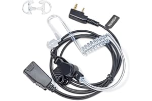 HYSHIKRA Auricolare Walkie Talkie con microfono, 2 pin Headset con PTT, compatibile con Kenwood eSnic Retevis Baofeng UV-5R Radio Ear Piece per Security Bodyguard (Tubo trasparente, 1)