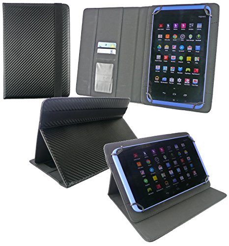 Emartbuy® Schwarz Eingabestift + ZTE Light 8 Tablet 7.85 Zoll Universalbereich ( 8 – 9 Zoll ) Schwarz Carbon PU LederMulti Angle Exekutiv Folio Mappen Kasten Abdeckung mit Kartensteckplätze - 2