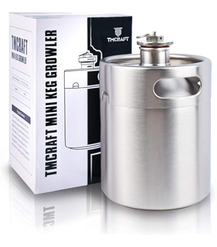 TMCRAFT 2 liter (64 oz) mini roestvrijstalen biervat met bierdispenserset, draagbare growler keg met bierkraan onder zelfregelingssysteem en CO2-regelaar houdt drank vers en koolzuurhoudend TMCRAFT 2 liter (64 oz) mini roestvrijstalen biervat met bierdispenserset, draagbare growler keg met bierkraan onder zelfregelingssysteem en CO2-regelaar houdt drank vers en koolzuurhoudend