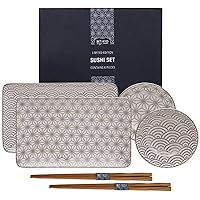 TOKYO design studio Limited Edition Platinum Plate Nippon Set6 W/Chop Wave/21 x 13.5 Estrellas y 9.5 x 3 cm