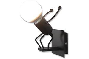 HJXDtech Creative Belle Nain Lampe de Murale Industriel Rétro Noir Métal E27 Applique Murale (Sauter)