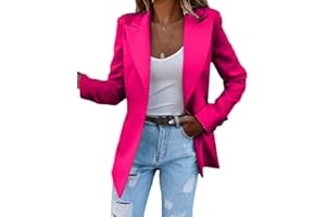 Onsoyours Giacche da Abito e Blazer Lunga Aperto Davanti A Tinta Unita Cardigan Eleganti per Ufficio per Ragazze e Donna OL Giacca Blazer Sakko