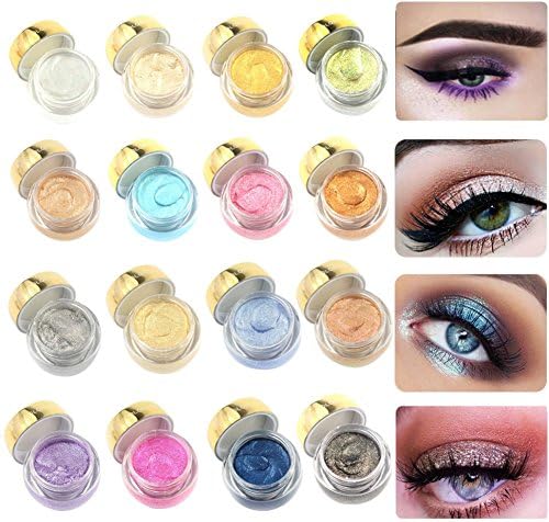 Weicici 16 Colors Eyeshadow Glitter Cream Set Golden Metallic Jelly Eyeshadow