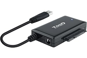 TOOQ TQHDA-01A - Adaptador USB 3.0 USB-A a SATA para Discos Duros de 2.5” y 3.5”, con Alimentador, Color Negro