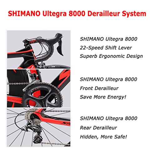 SAVA Phantom 2.0 700C Kohlefaser Rennrad SHIMANO Ultegra 6800 22 Speed Group Set mit HUTCHINSON 25C Reifen und Fizik Sattel - 5