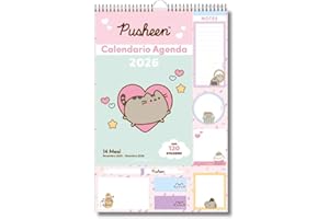 EURO PUBLISHING: Calendario Agenda Pusheen 2026 14 mesi - Prodotto ufficiale - cm 29x44 (composto da penna, block notes, stickers e foglietti adesivi)