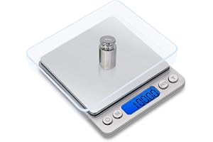 Mengshen Digital smyckevåg/kök matvåg Steelyard 500g (0.01g), hög precision milligram fickvåg känslig bärbar rostfritt stål bakgrundsbelyst display