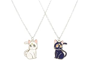 QEQSHQO BFF Halsketten für 2 Mädchen, Freundschaft Mondkatze Anhänger Ketten Halsketten, Beste Freunde für Immer Halsketten, Freundschaftsschmuck Geschenke für Kinder Mutter Freunde Schwestern