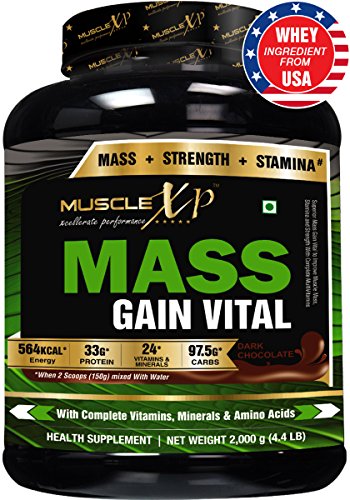 MuscleXP Mass Gainer Vital with MultiVitamin and Whey Protein - 2 kg (Dark Chocolate) RS.2199 (27.00% Off) - Amazon
