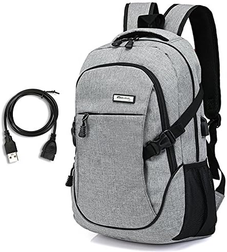 Laptop Backpack - Computer Back Pack with USB Charging Port Waterproof Backpacks for School Business Camping Travel Multipurpose Bag Gray
