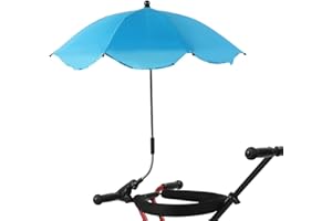 TITA-DONG Stuhlschirm mit Klemme, Universeller Verstellbarer Strandkorbschirm, UV-Schutz, Sonnenschirm für Terrassenstuhl, Strandkorb, Kinderwagen, Sportstuhl, Rollstuhl und Wagen(Blau)