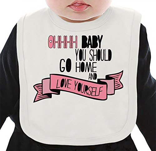 Go Home And Love Yourself Organic Bib W/ Ties| 100% Organic Ring-Spun Combed Cotton| Soft & Comfortable Bib Made W/ Eco-Friendly Materials| Unique Baby Clothing By Bang Bangin Medium