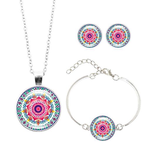 MJARTORIA Damen Schmuck Set Gold Farbe Ohrringe Statement Kette Armband mit CZ Kristall Anhänger Zirkonia