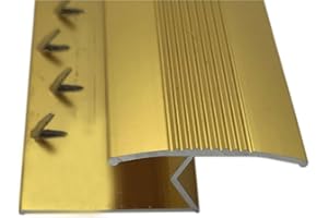 Grandismo® Z Edge Trim Standard 3ft / 0.9metres / 90cm / 90mm Length Screw-Down Threshold Strip for Carpet to Laminate/Wood/Tiled Flooring (Gold)