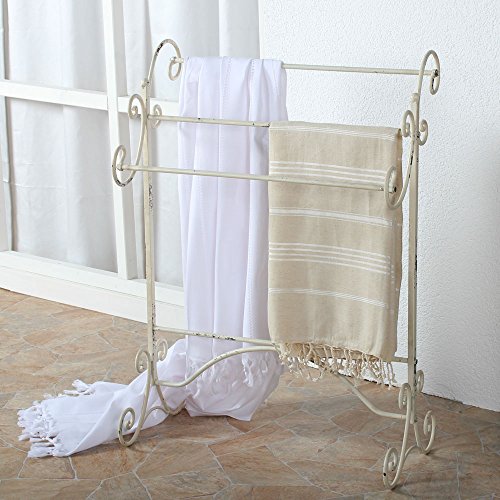 Handtuchständer Handtuchhalter Standhandtuchhalter Eisen Landhausstil Vintage weiss - 3