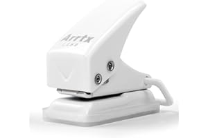 Arrtx perforatrice 1 Trou Capacité 10 Feuilles, rond ø 6 mm (1/4 "), perforateur portable pour papier, album, manuel, agenda, bricolage, blanc, Idéal pour étudiants, adultes, enfants