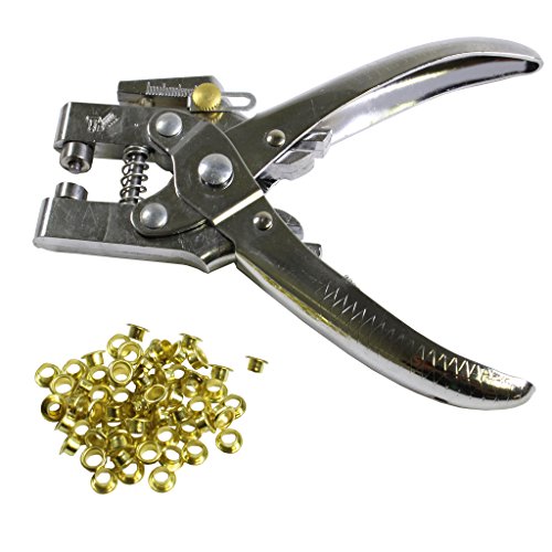 Lochzangenset Ösenzange mit 100 Ösen von Kurtzy - Metallösen Druckknopf Stud Ring Schneider Zange Werkzeug – ideales Werkzeug für Leder, Stoff, Gürtel, Kleidung, dekorative Reparatur