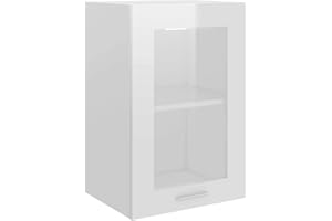 Tidyard Armario Colgante Armario de Cocina Armario de Pared Armario de Almacenamiento Cristal de Aglomerado Blanco Brillante 40x31x60 cm