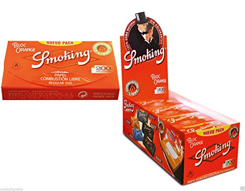 Smoking 200 naranja   caja completa  papel para liar tabaco   combusi  n rapida 