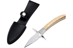 Rebanky LanYing Oyster Shucker Oyster Knife with Leather Case Oyster Shucking Knife Oyster Opener for Clam Shellfish and Seafood