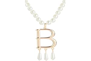 GAUEIOUR Anne Boleyn Ugly Betty Letter Pearl Necklace, Luxurious English Pearl Pendant Necklaces, Creative Queen Sweater Chain, Fashionable Letter Jewelry Necklace, Women's Jewelry Party Gift