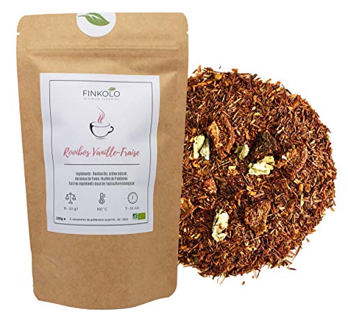 Rooibos Vanille Fraise Infusion Bio | Certifié 100% Agriculture Biologique | Sachet 100g