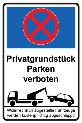 Parkverbot Parken verboten Schild Schilder -54- Privatgrundstück 29,5cm * 20cm * 2mm, ohne Befestigung - 2