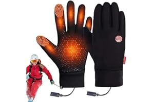 Carziyer USB-beheizte Handschuhe, wiederaufladbarer Akku, dickes und warmes Futter für kaltes Wetter, elektrische beheizte Handschuhe für Männer und Frauen, Touchscreen