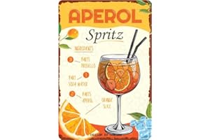 DODINO 20 x 30 cm, cartel de chapa retro APEROL SPRITZ, cartel decorativo para bar, receta de cóctel, salpicadura, con prosecco