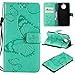 Produktbild Moto G5S Hülle, Conber Lederhülle Handyhülle mit [Kostenlose Schutzfolie], PU Tasche Leder Flip Case Cover Emboss 3D Schmetterling Schutzhülle für Motorola Moto G5S - Grün