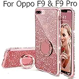 KC Glitter Round Ring Transparent Soft Silicone Back Cover for Oppo F9 & Oppo F9 Pro (Rose Gold)