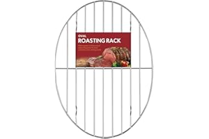 HIC KITCHEN Jocbinltd 43190 HIC Oval Roasting Baking Broiling Rack, Metal, Chrome Plated Steel Wire